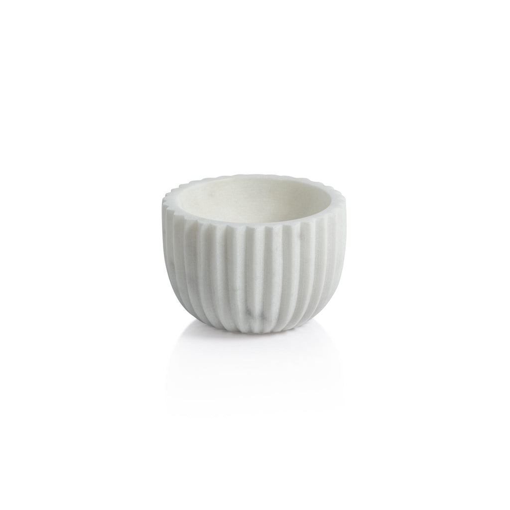 Zodax White Mulhouse Ribbed Marble Bowls, Set of 2