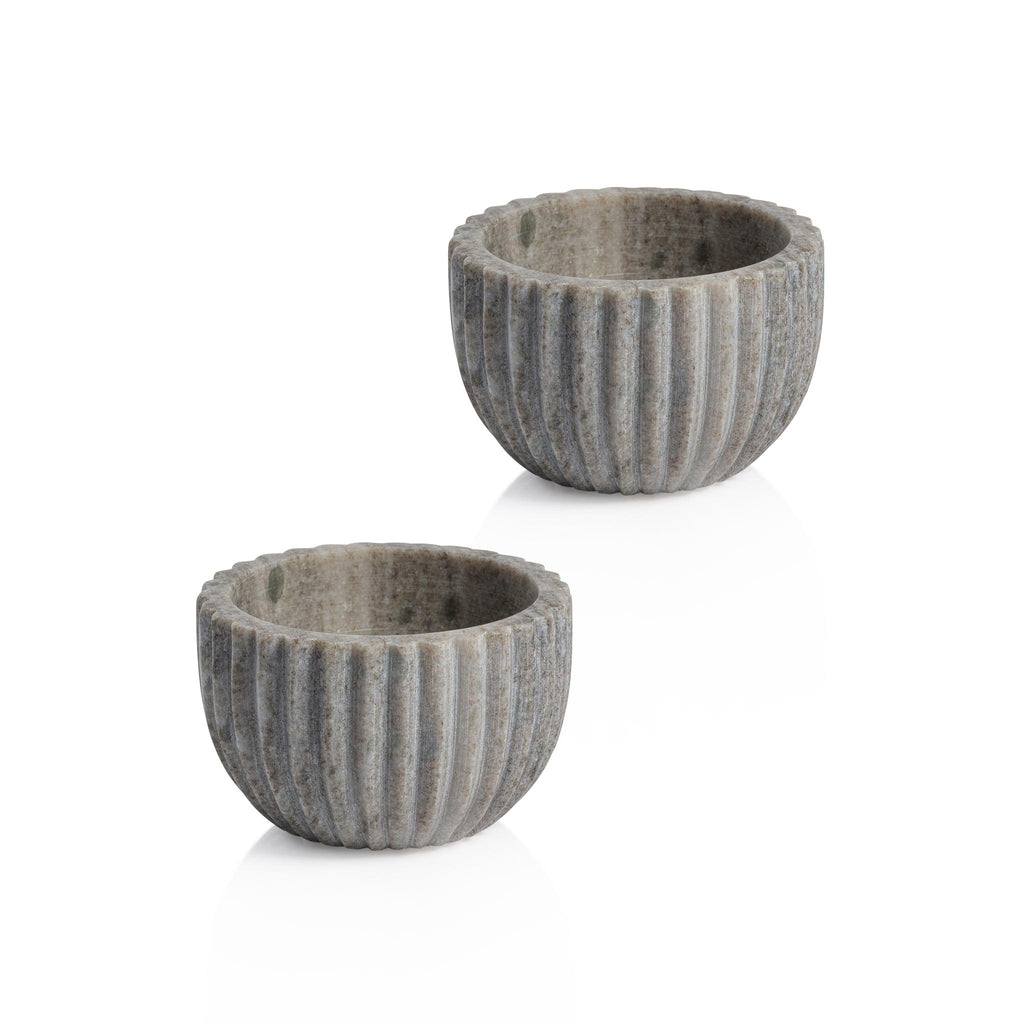 Zodax Beige Mulhouse Ribbed Marble Bowls, Set of 2