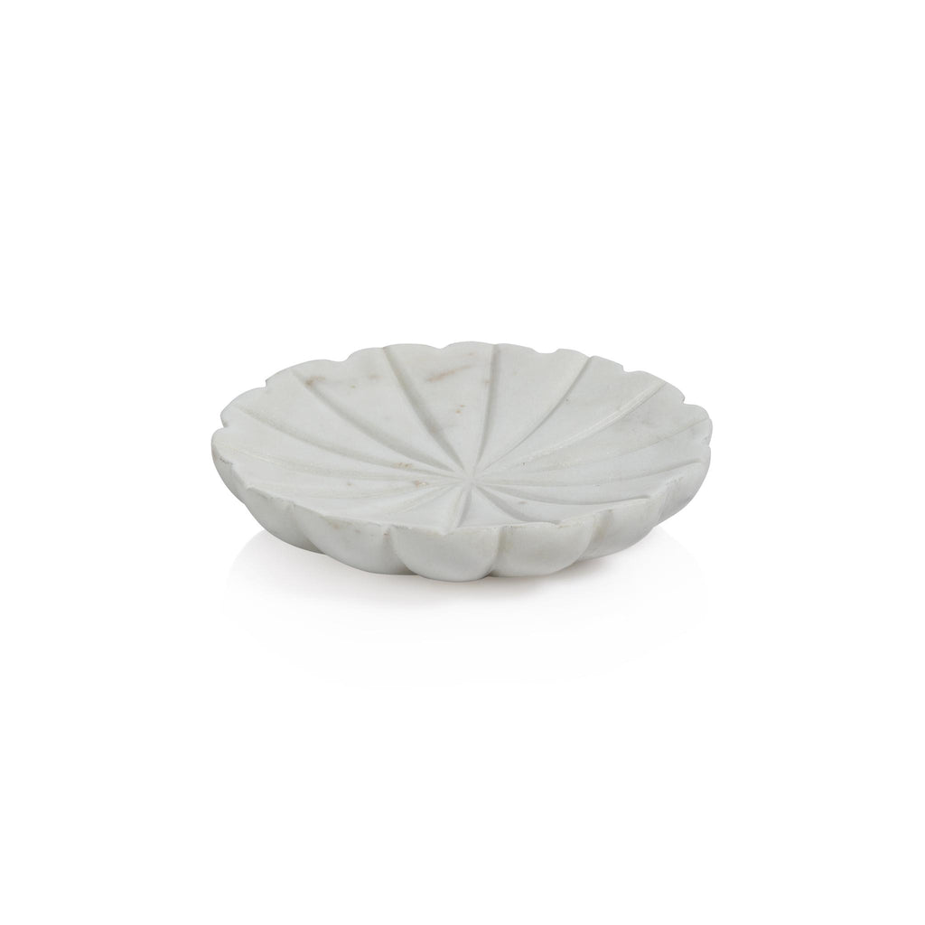 Zodax Marble White Kara 2-Piece Flower Marble Decorative Dish Set