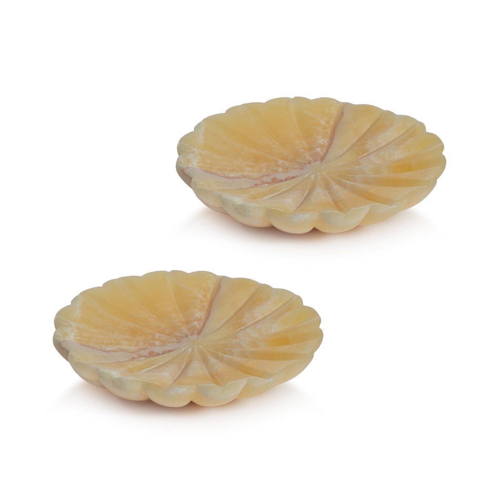 Zodax Onyx Marble Amber Kara 2-Piece Flower Marble Decorative Dish Set