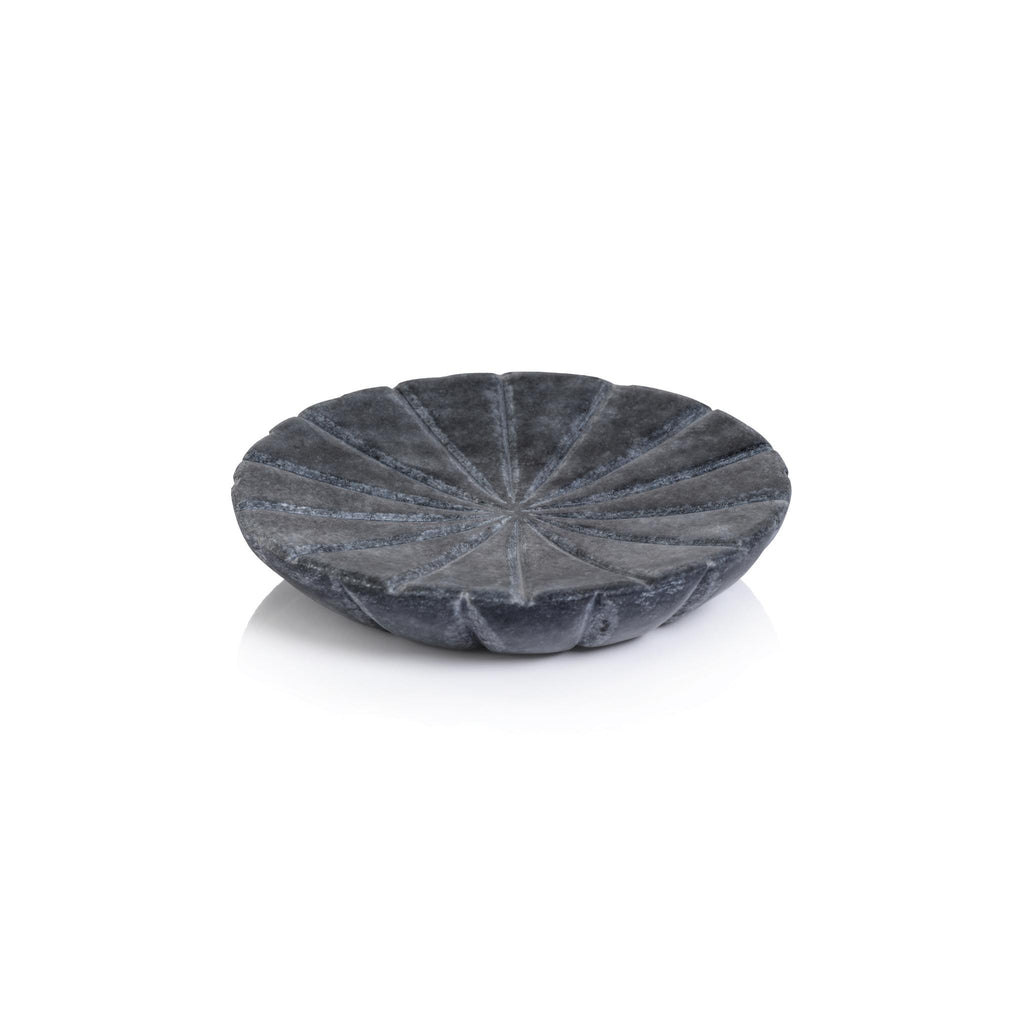 Zodax Marble Gray Kara 2-Piece Flower Marble Decorative Dish Set