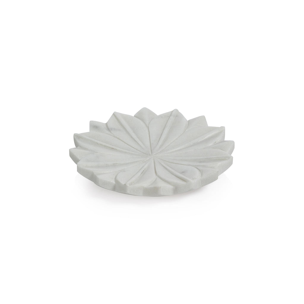 Zodax White Kara 2-Piece Lotus Marble Decorative Dish Set