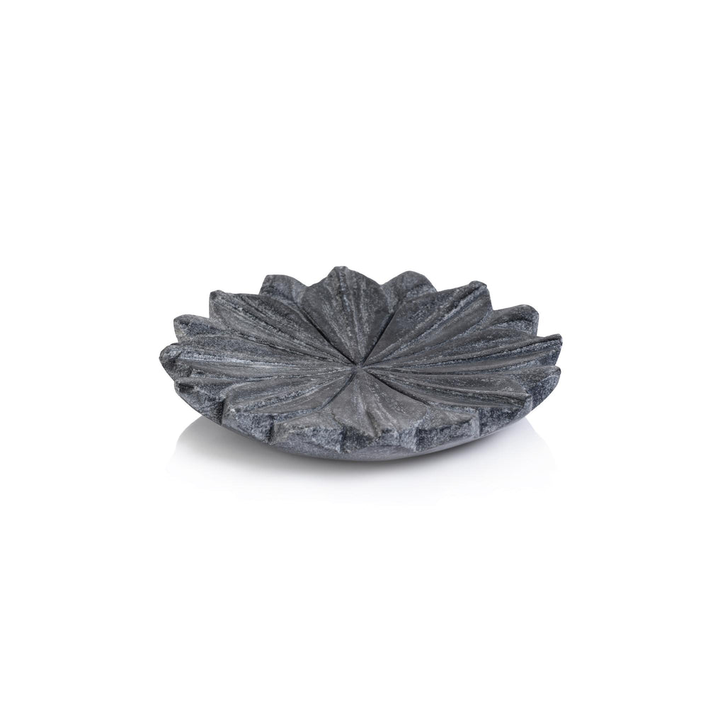 Zodax Gray Kara 2-Piece Lotus Marble Decorative Dish Set