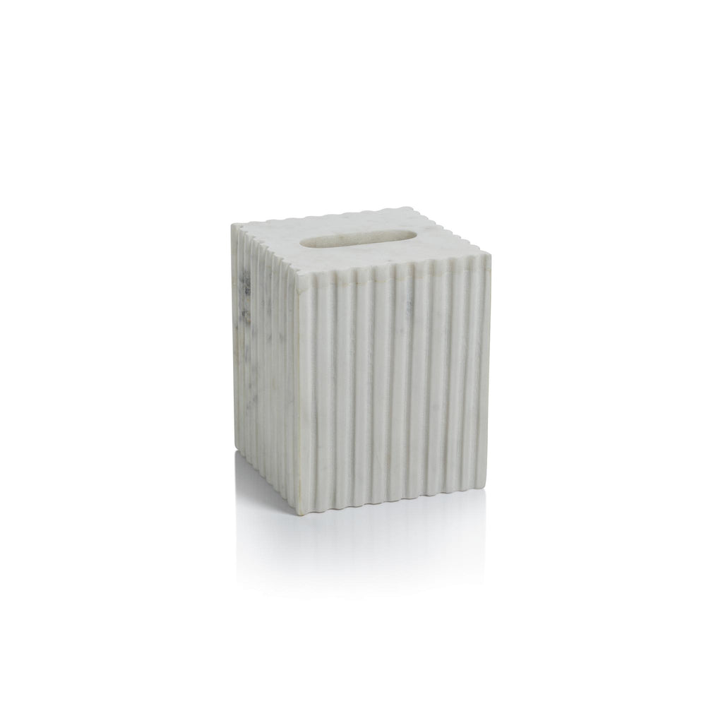 Zodax Calabria Fluted Marble Tissue Box Cover