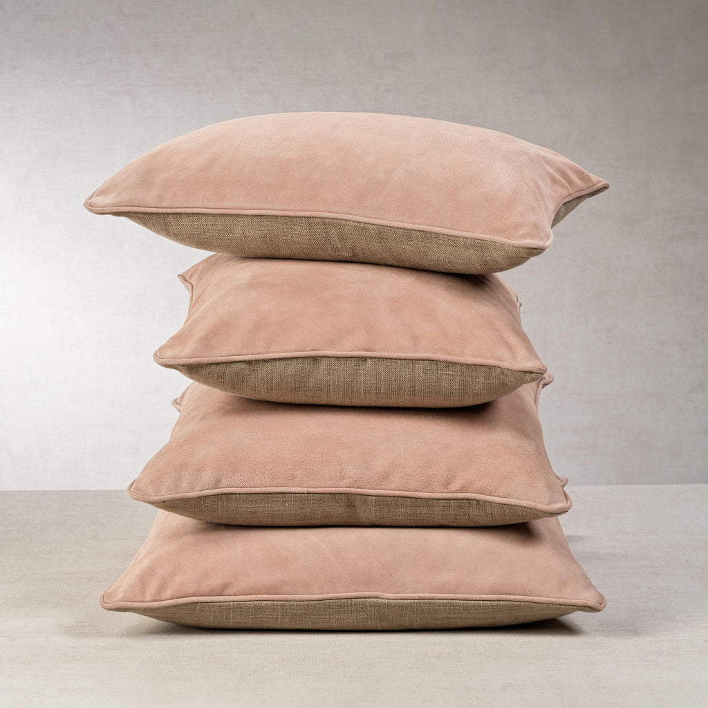 Zodax 16" x 16" Amalfi Blush Carpi Leather & Lux Linen Blend Accent Pillow