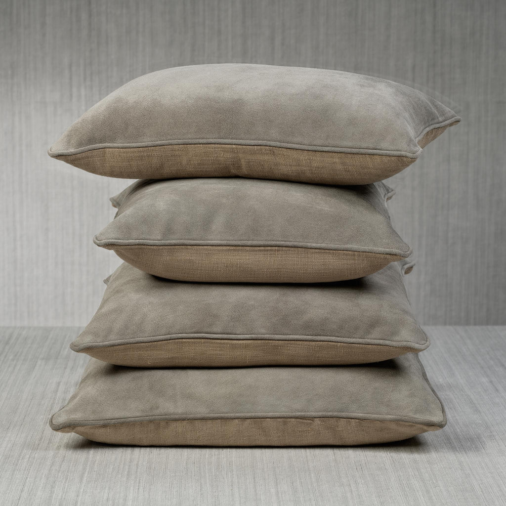 Zodax 16" x 16" Shoreline Gray Carpi Leather & Lux Linen Blend Accent Pillow