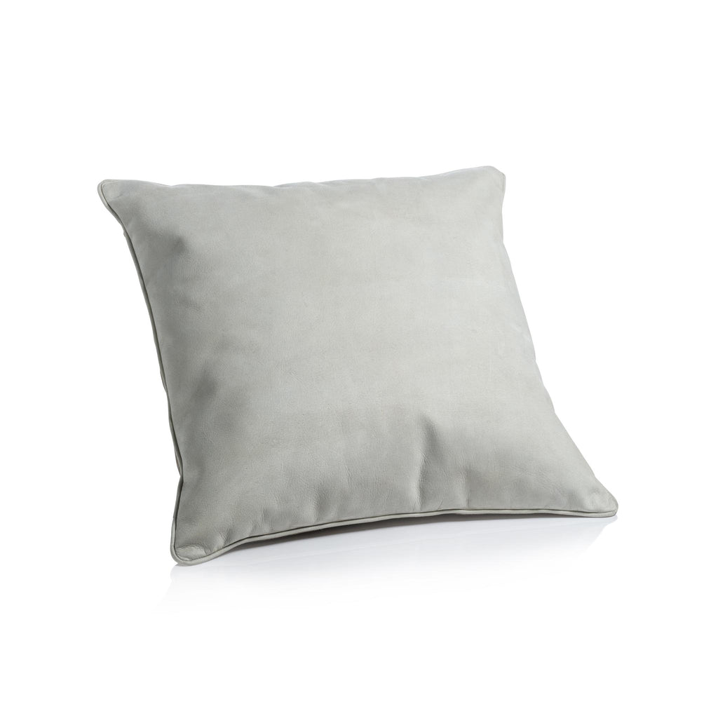 Zodax 20" x 20" Alabaster White Carpi Leather & Lux Linen Blend Accent Pillow