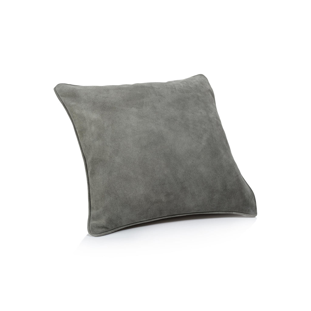 Zodax 18" x 18" Shoreline Gray Carpi Leather & Lux Linen Blend Accent Pillow