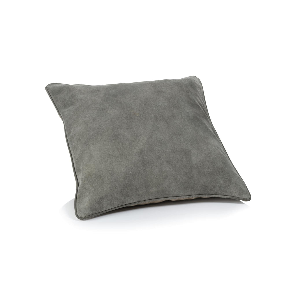 Zodax 20" x 20" Shoreline Gray Carpi Leather & Lux Linen Blend Accent Pillow