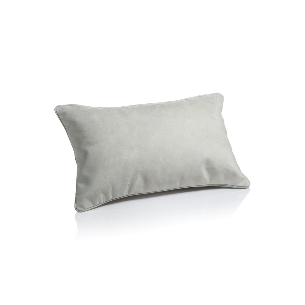 Zodax 12" x 20" Alabaster White Carpi Leather & Lux Linen Blend Accent Pillow