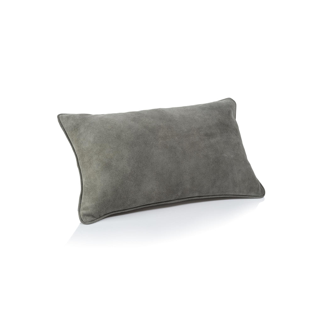 Zodax 12" x 20" Shoreline Gray Carpi Leather & Lux Linen Blend Accent Pillow