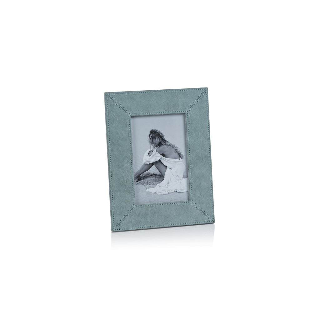 Zodax 4" x 6" Cote D'Azur Blue Carpi Suede Lux Photo Frame