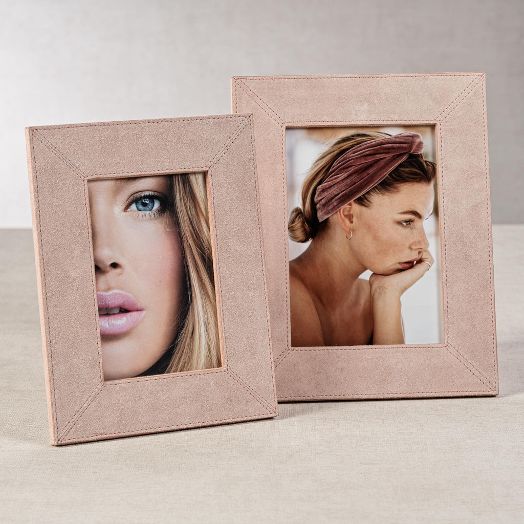 Zodax 4" x 6" Amalfi Blush Carpi Suede Lux Photo Frame