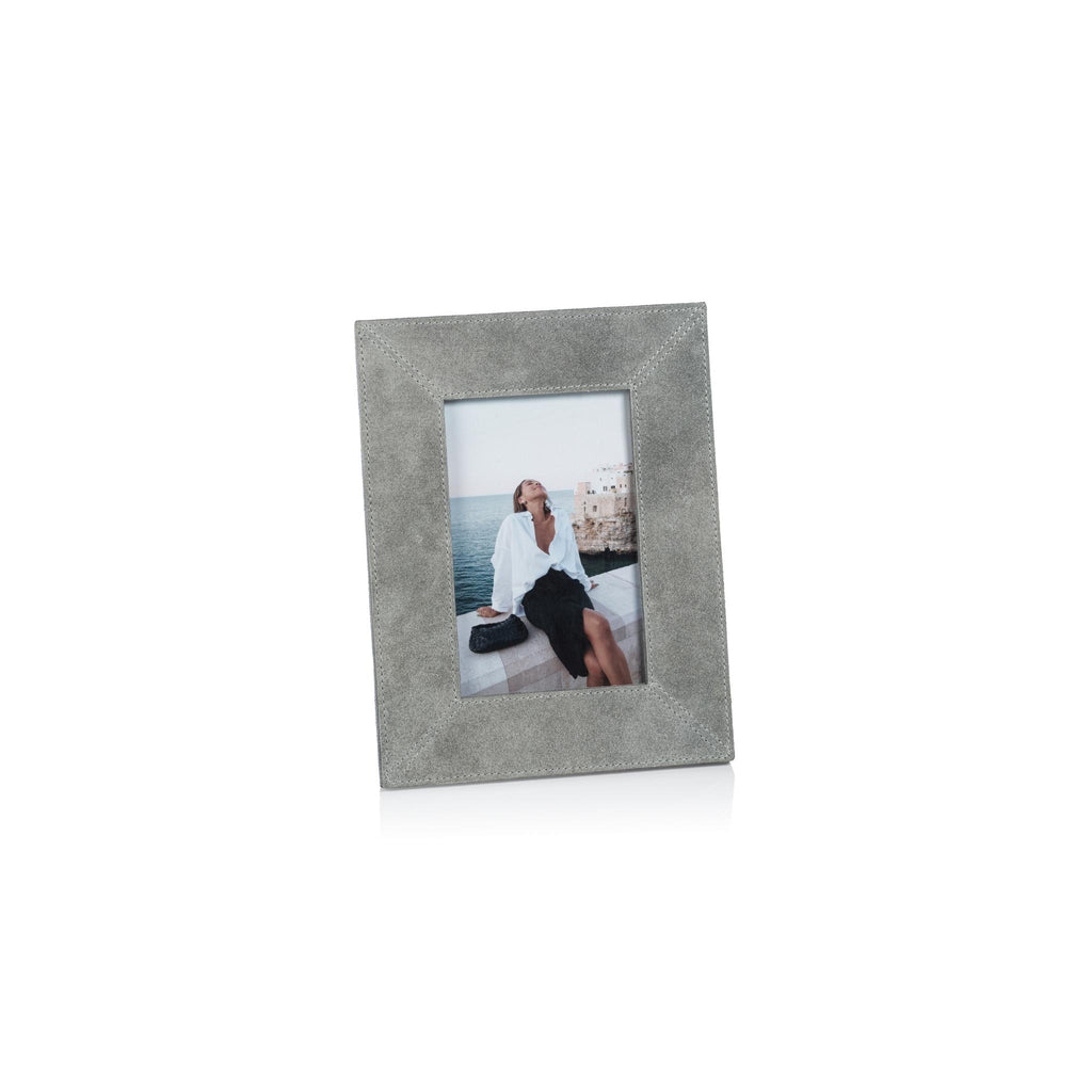 Zodax 4" x 6" Shoreline Gray Carpi Suede Lux Photo Frame