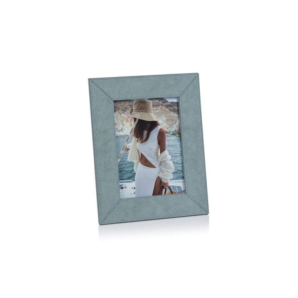 Zodax 5" x 7" Cote D'Azur Blue Carpi Suede Lux Photo Frame