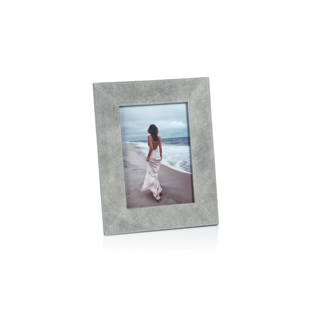 Zodax 5" x 7" Shoreline Gray Carpi Suede Lux Photo Frame