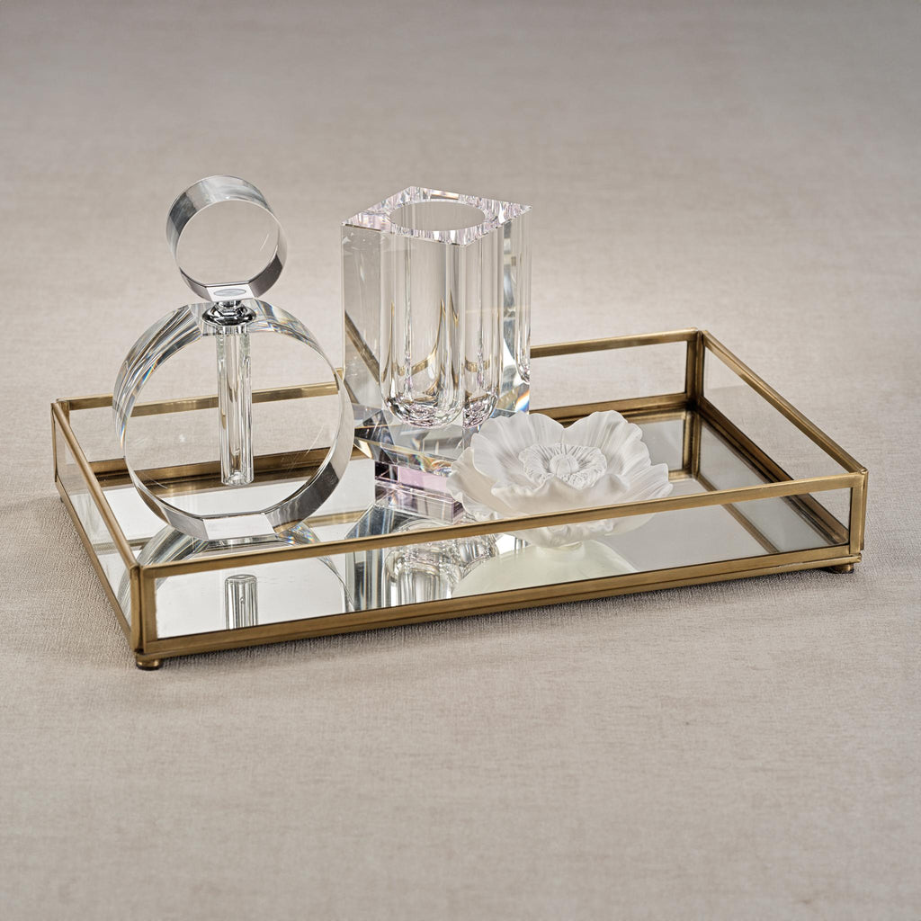 Zodax Small Cava Metal-Edged Mirrored Glass Vanity Tray