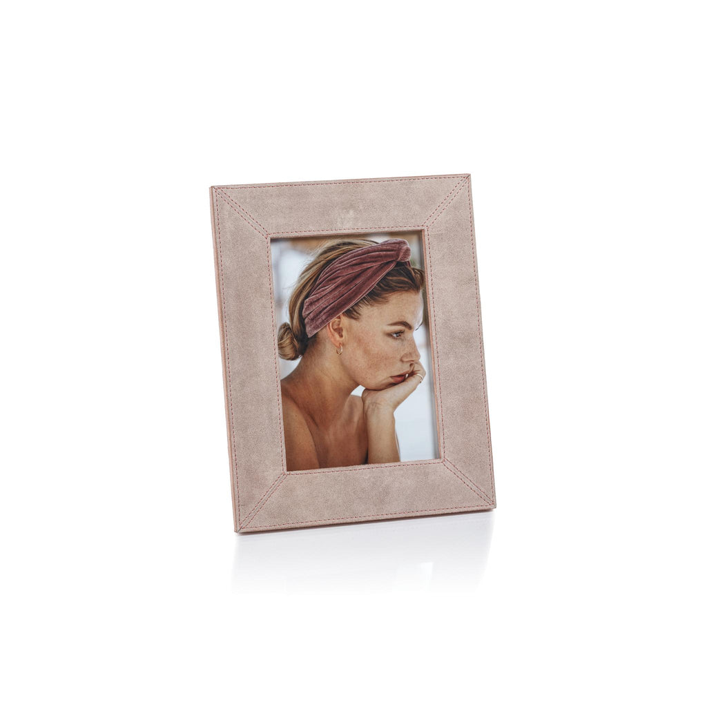 Zodax 5" x 7" Amalfi Blush Carpi Suede Lux Photo Frame