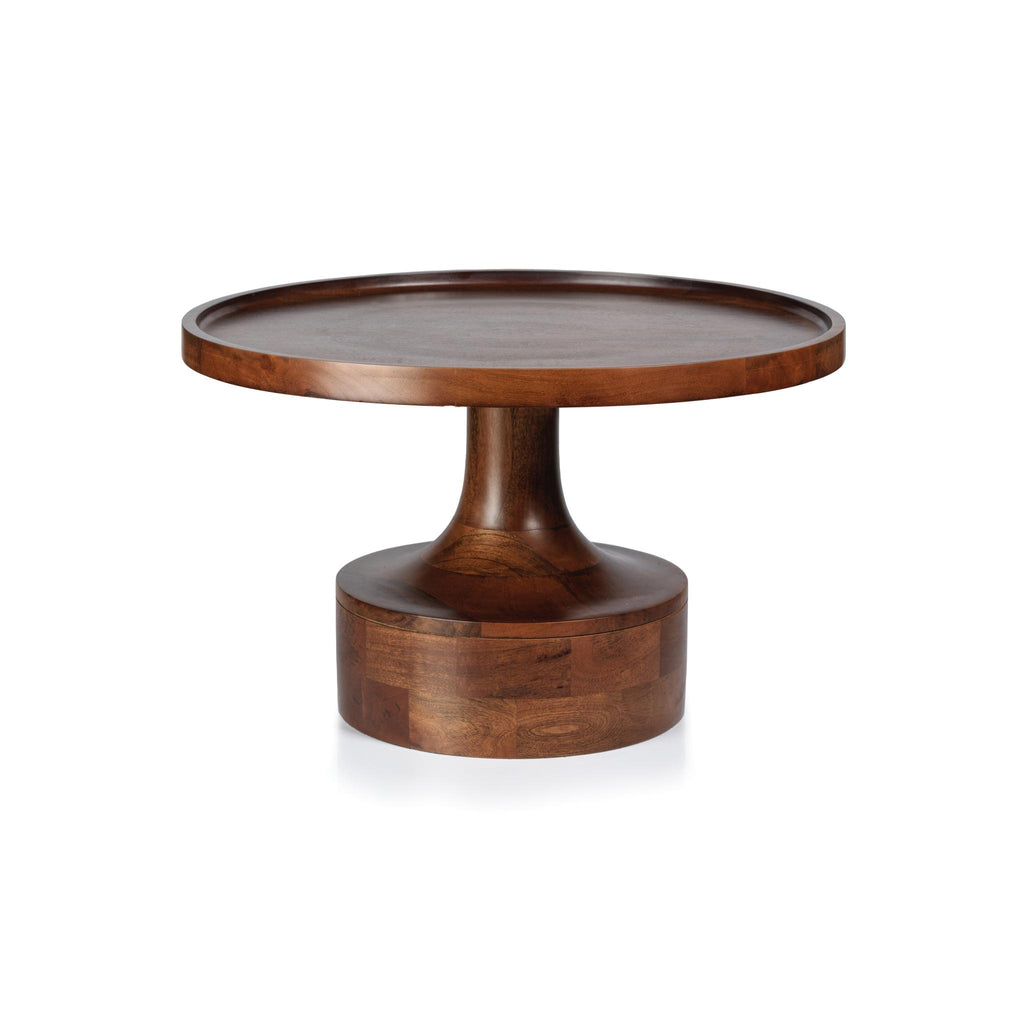 Zodax 20.75" x 16" Short Pedestal Fano Walnut Side Table