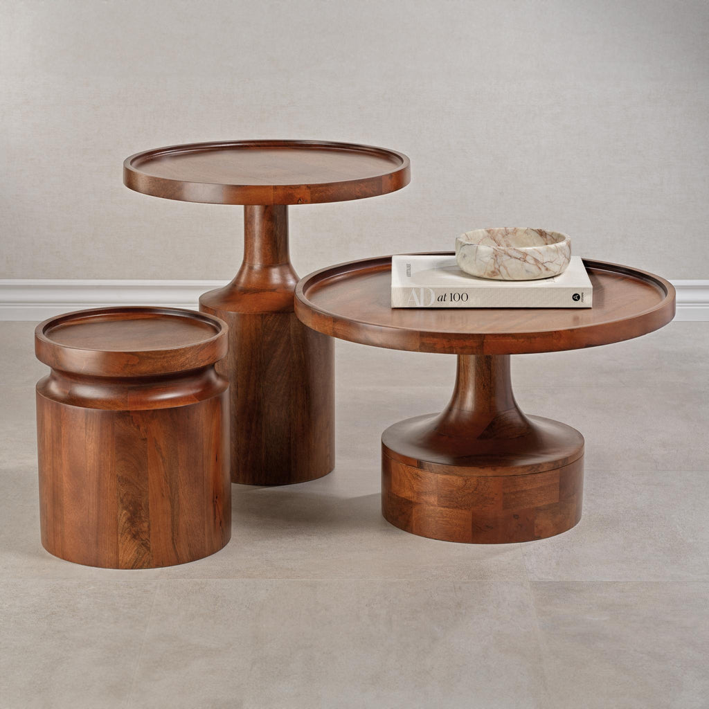 Zodax 20.75" x 16" Short Pedestal Fano Walnut Side Table