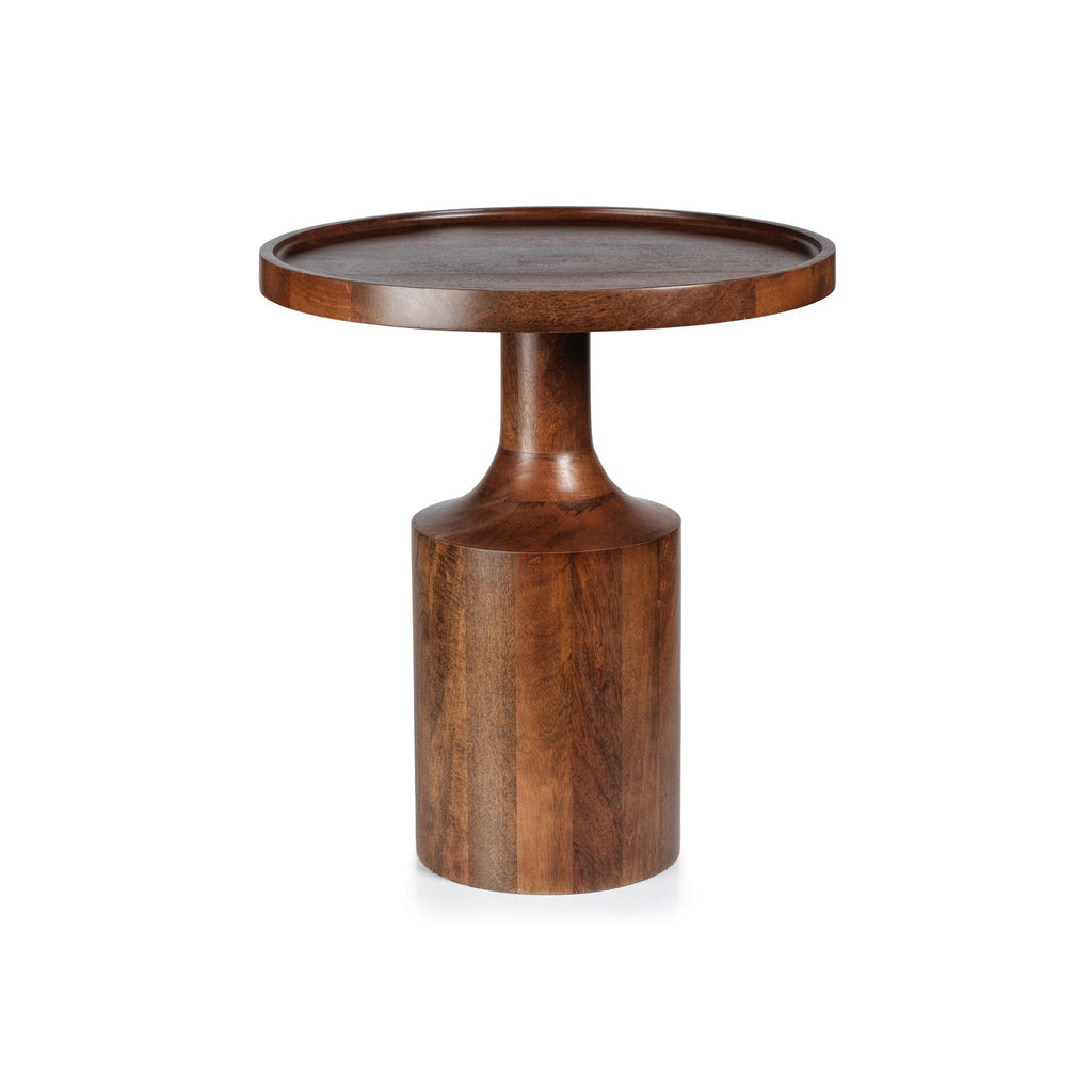 Zodax 20.5" x 23" Column Pedestal Fano Walnut Side Table