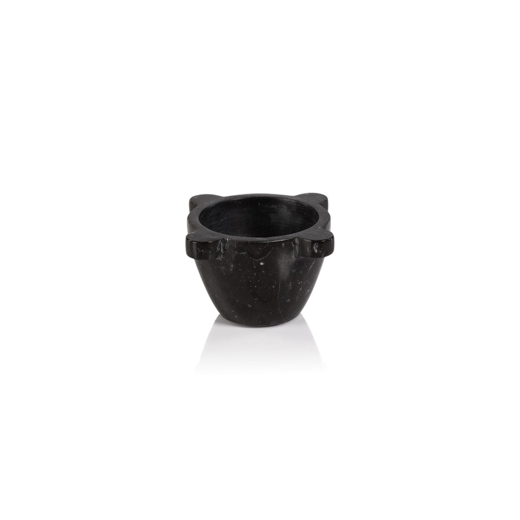 Zodax Small Black Marquina Ross Marble Mortar / Condiment Bowl