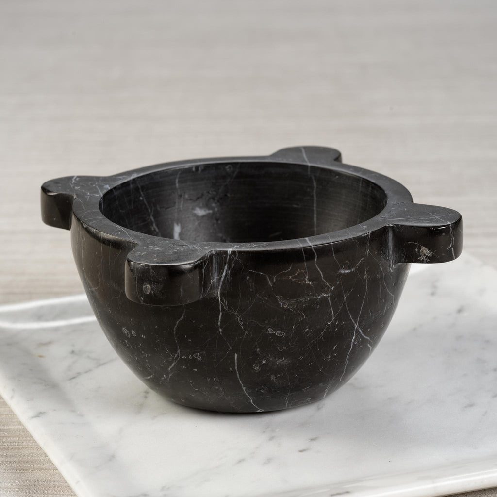 Zodax Medium Black Marquina Ross Marble Mortar / Condiment Bowl