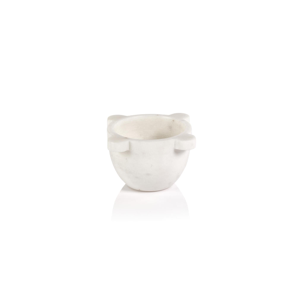 Zodax Small White Ross Marble Mortar / Condiment Bowl