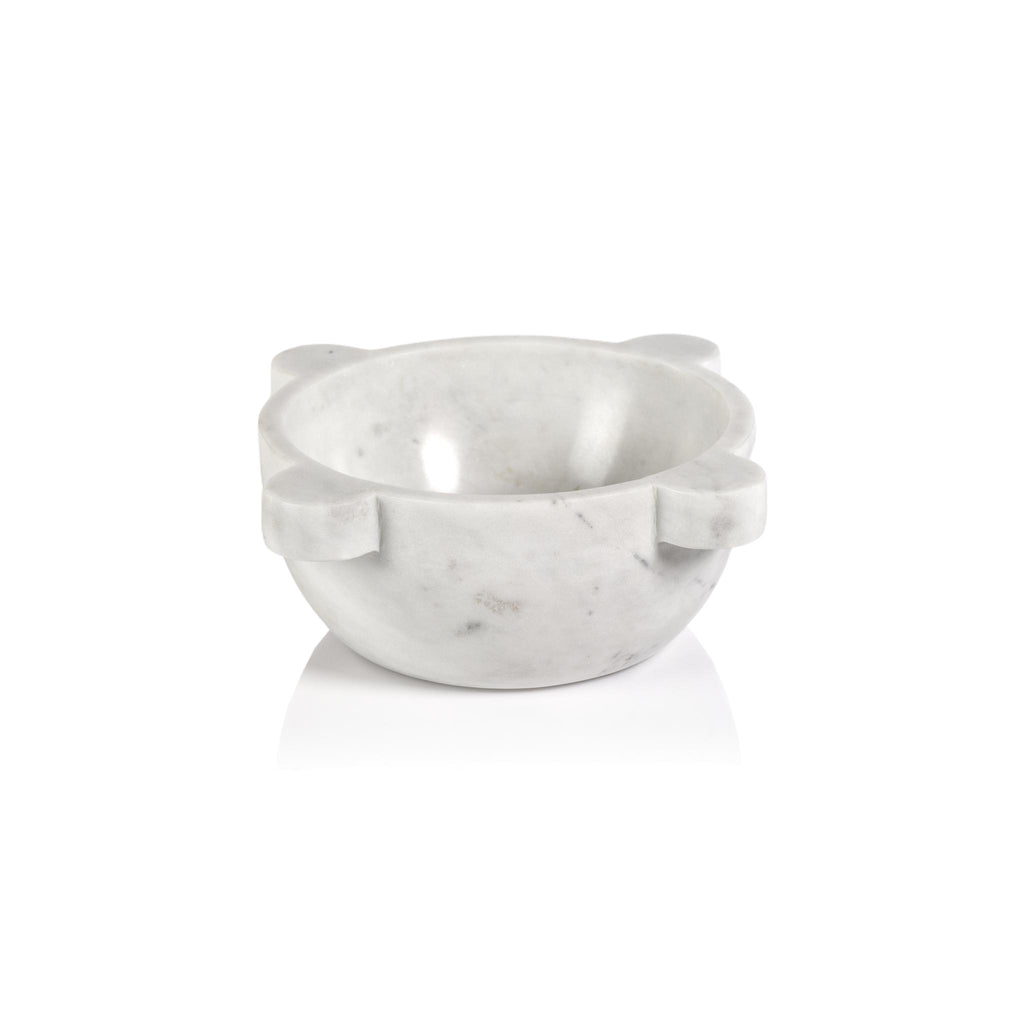 Zodax Large White Ross Marble Mortar / Condiment Bowl