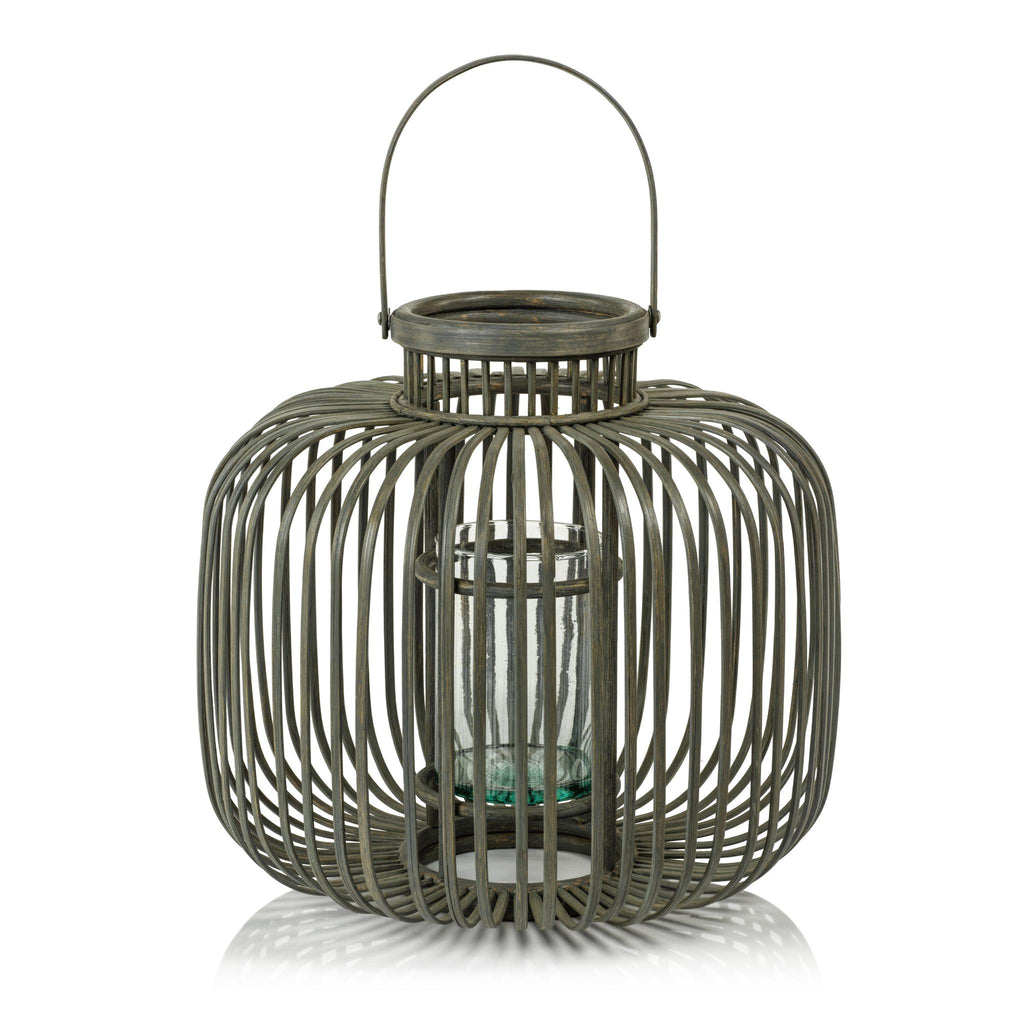 Zodax Large Dumai Gray Bamboo Decorative Lantern