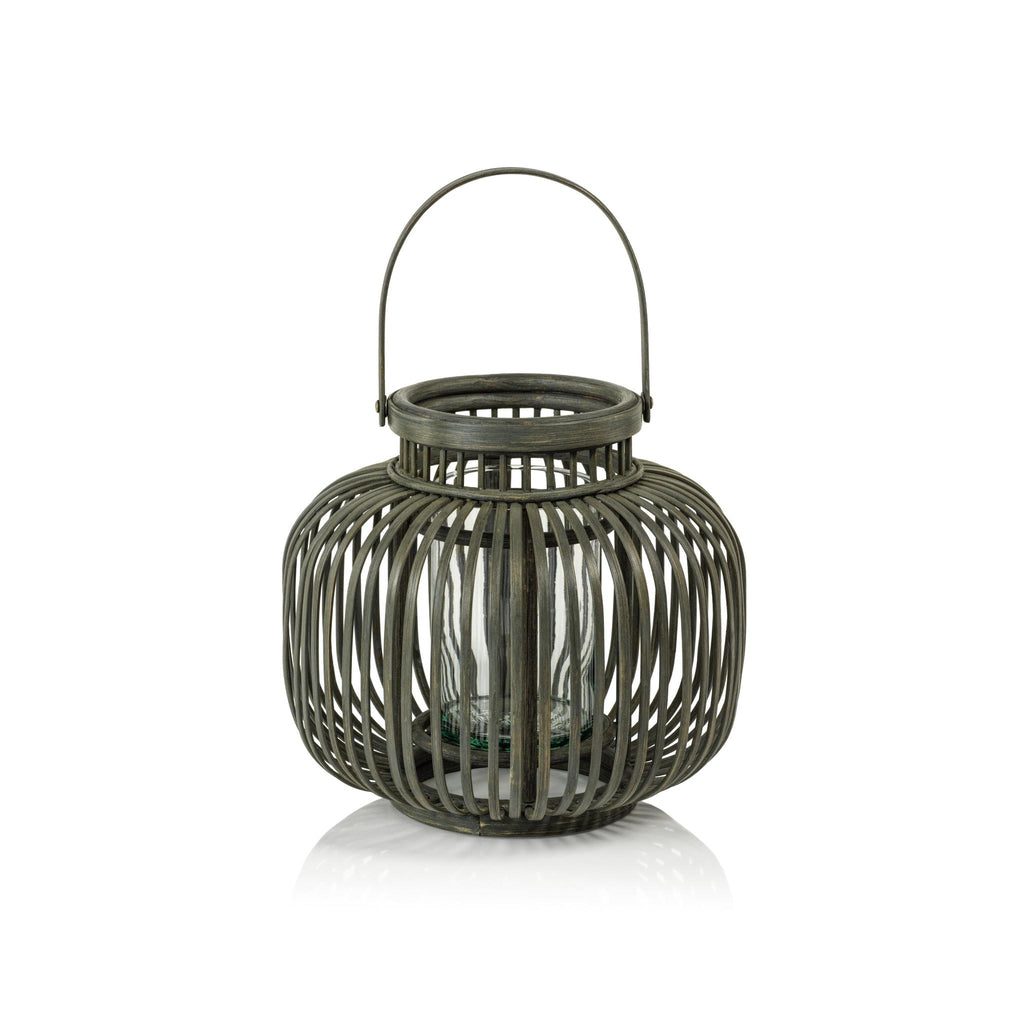 Zodax Small Dumai Gray Bamboo Decorative Lantern