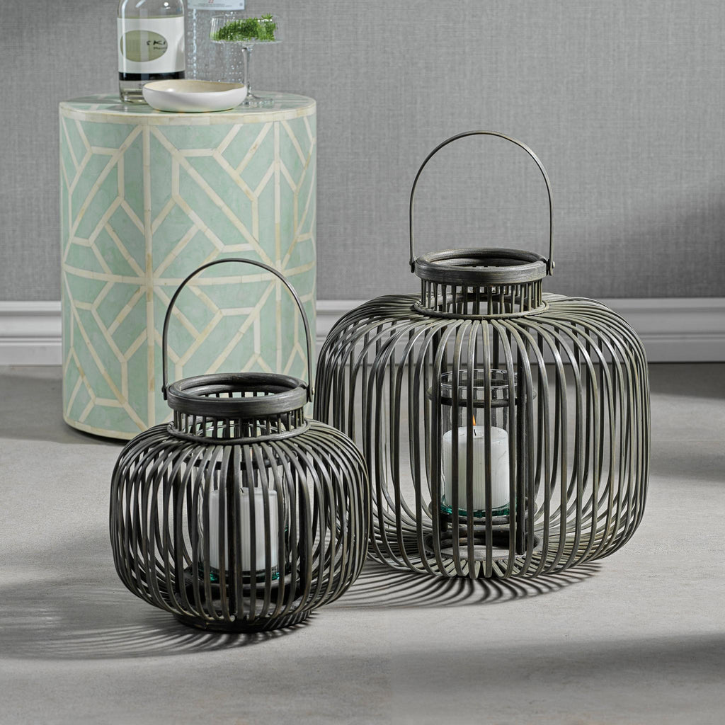 Zodax Small Dumai Gray Bamboo Decorative Lantern