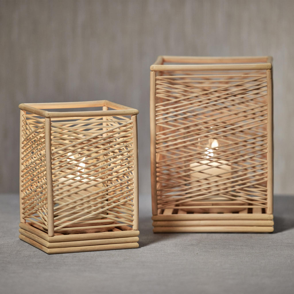 Zodax 6.5" x 9.5" Cebu Bamboo Hurricane w/ Crisscross Pattern