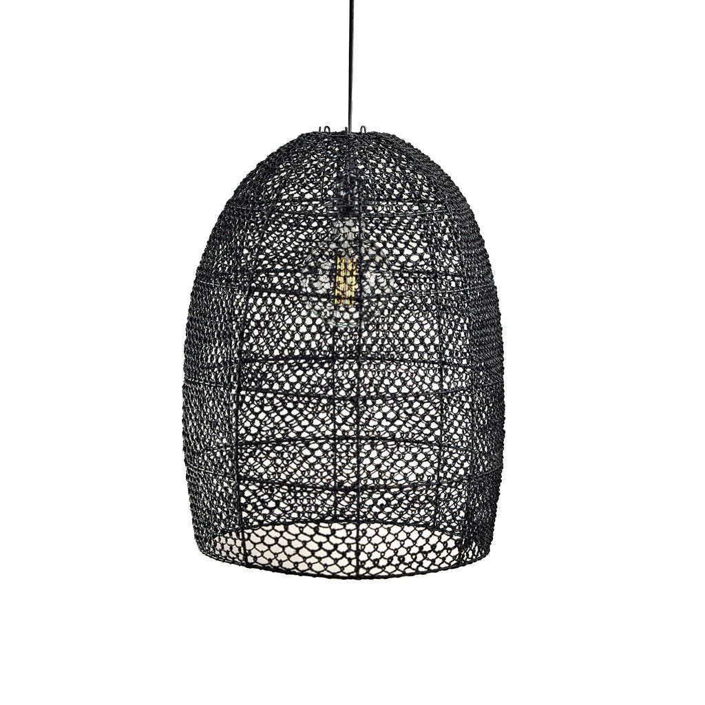 Zodax 14.5" x 18" Anisa Black Abaca Pendant Lamp