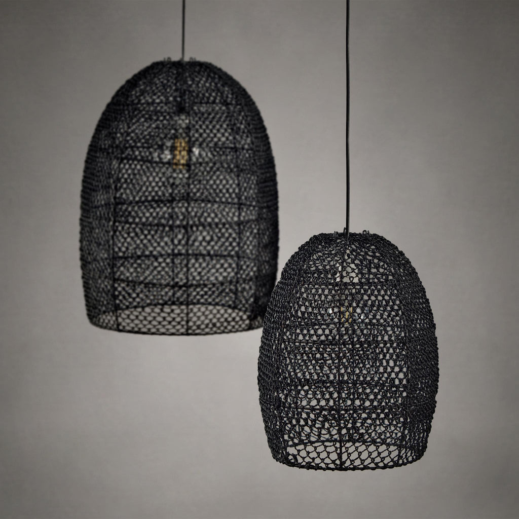 Zodax 14.5" x 18" Anisa Black Abaca Pendant Lamp