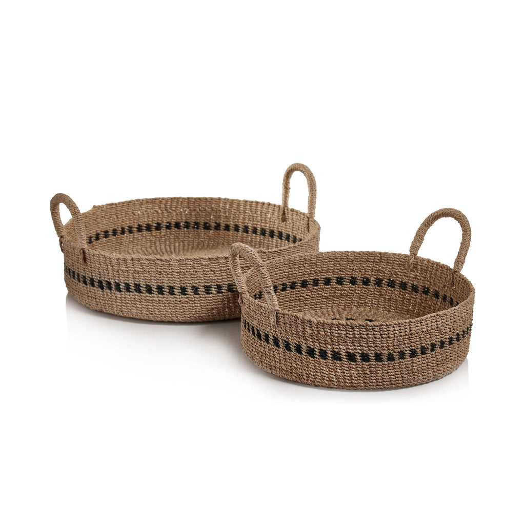 Zodax Cadiz Abaca Basket Trays with Black Accent, Set of 2