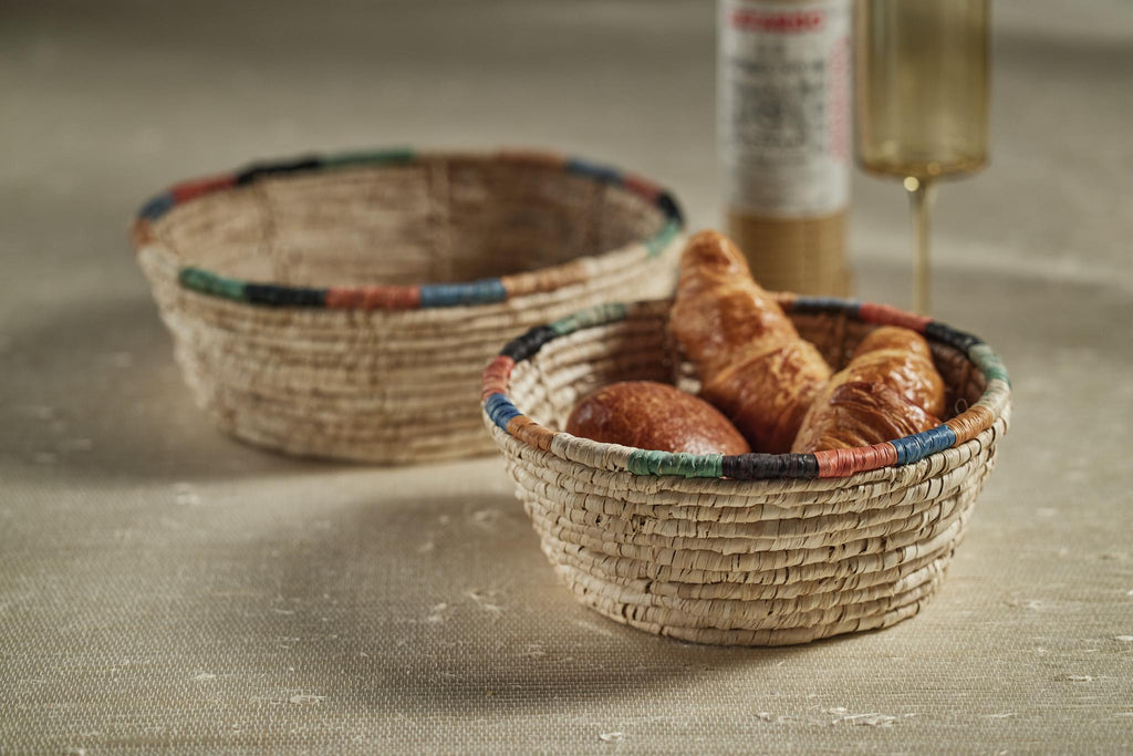 Zodax Round Bizerte Coiled Raffia Baskets, Set of 2