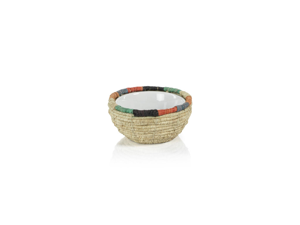 Zodax Bizerte Coiled Raffia with Ceramic Condiment Bowls, Set of 4