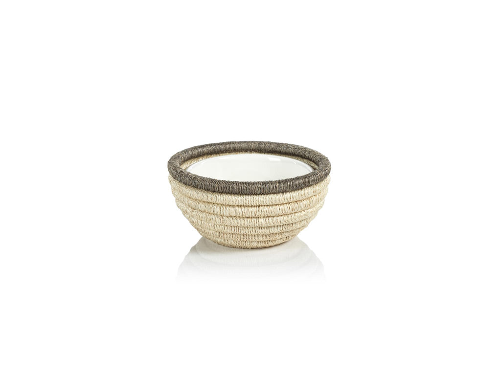 Zodax Taupe Matera 6.25"Coiled Abaca Condiment Bowls, Set of 6