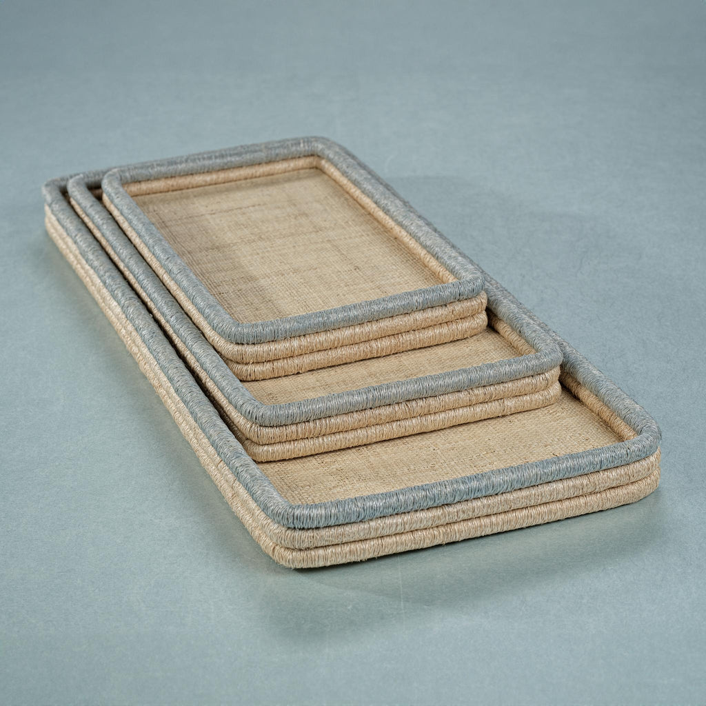 Zodax Small Rectangle Laloma Coiled Rattan & Abaca Serving Tray