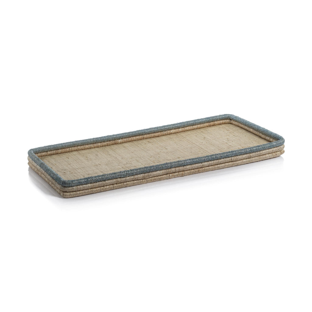 Zodax Large Rectangle Laloma Coiled Rattan & Abaca Serving Tray