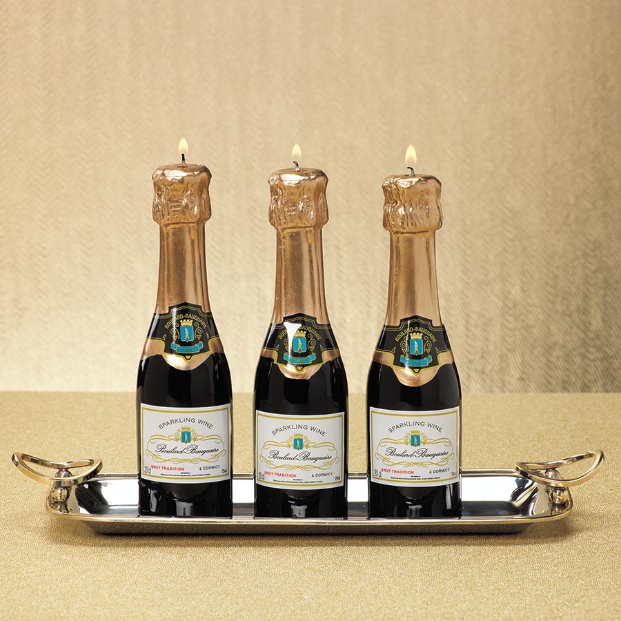 Zodax 7.75" Tall Mini Champagne Bottle Candles, Set of 6