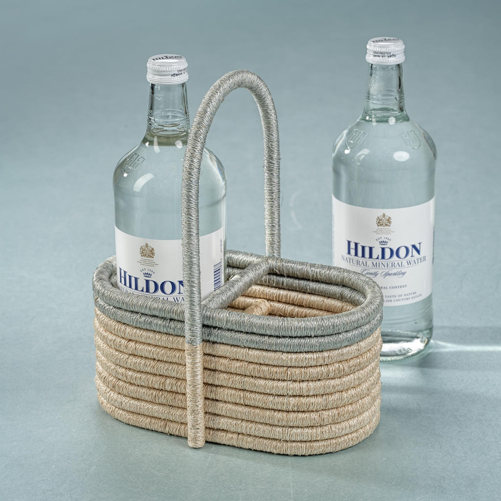 Zodax Laloma Coiled Rattan & Abaca Utensil / Wine Caddy