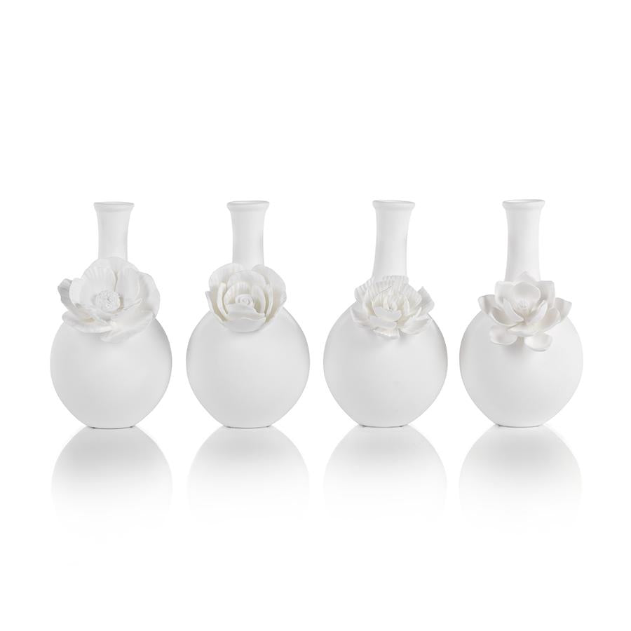 Zodax 4-Piece Cameo Long Neck Porcelain Bud Vase Set