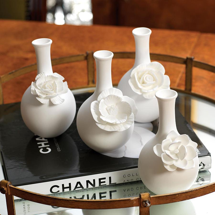 Zodax 4-Piece Cameo Long Neck Porcelain Bud Vase Set