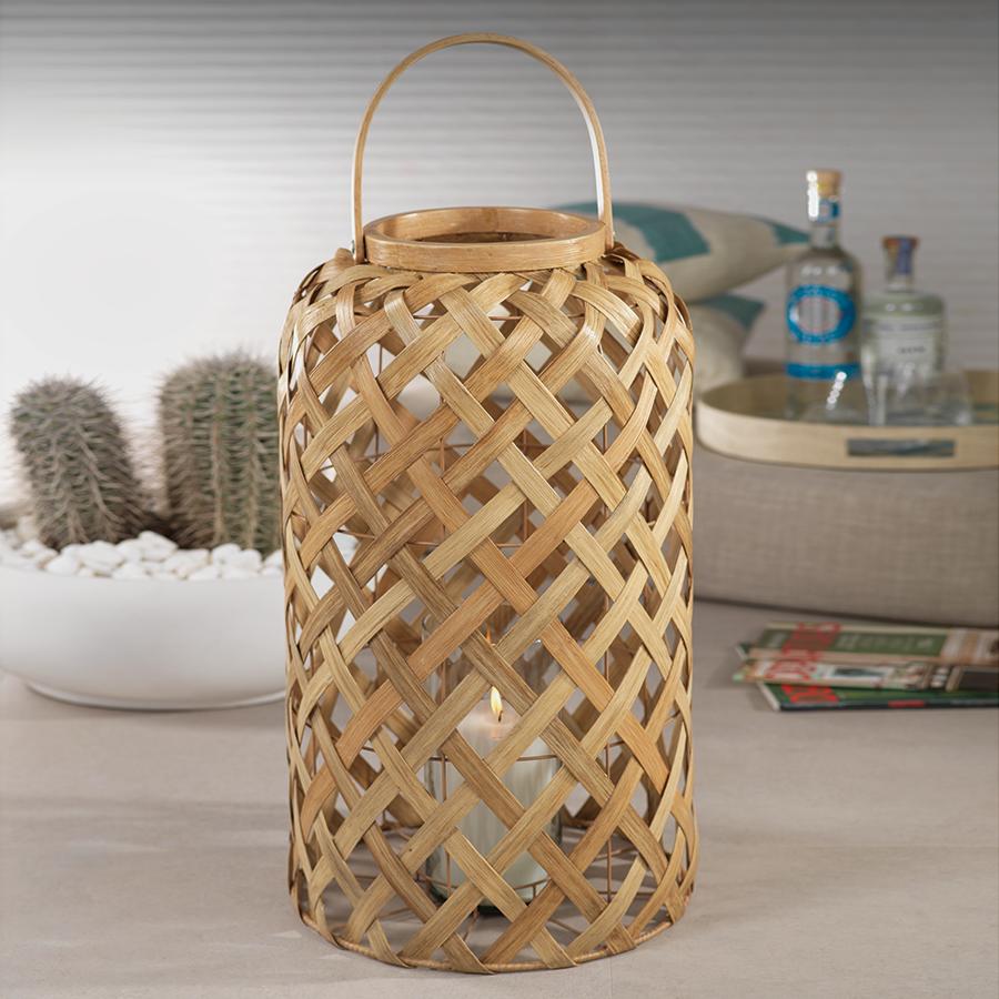 Zodax Samar 24" Tall Flatcore Rattan Decorative Lantern