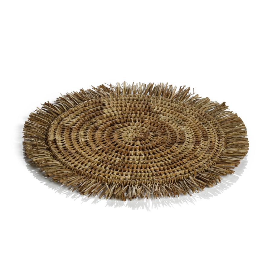 Zodax 13.5" x .50" Round Balmy 6-Piece Set Pandan Fringed Placemats