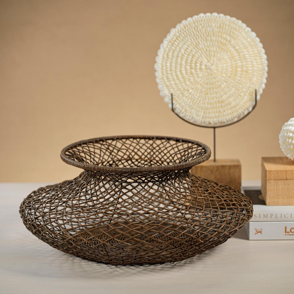 Zodax Serang 24" Diameter Loose Weave Rattan Basket / Vase