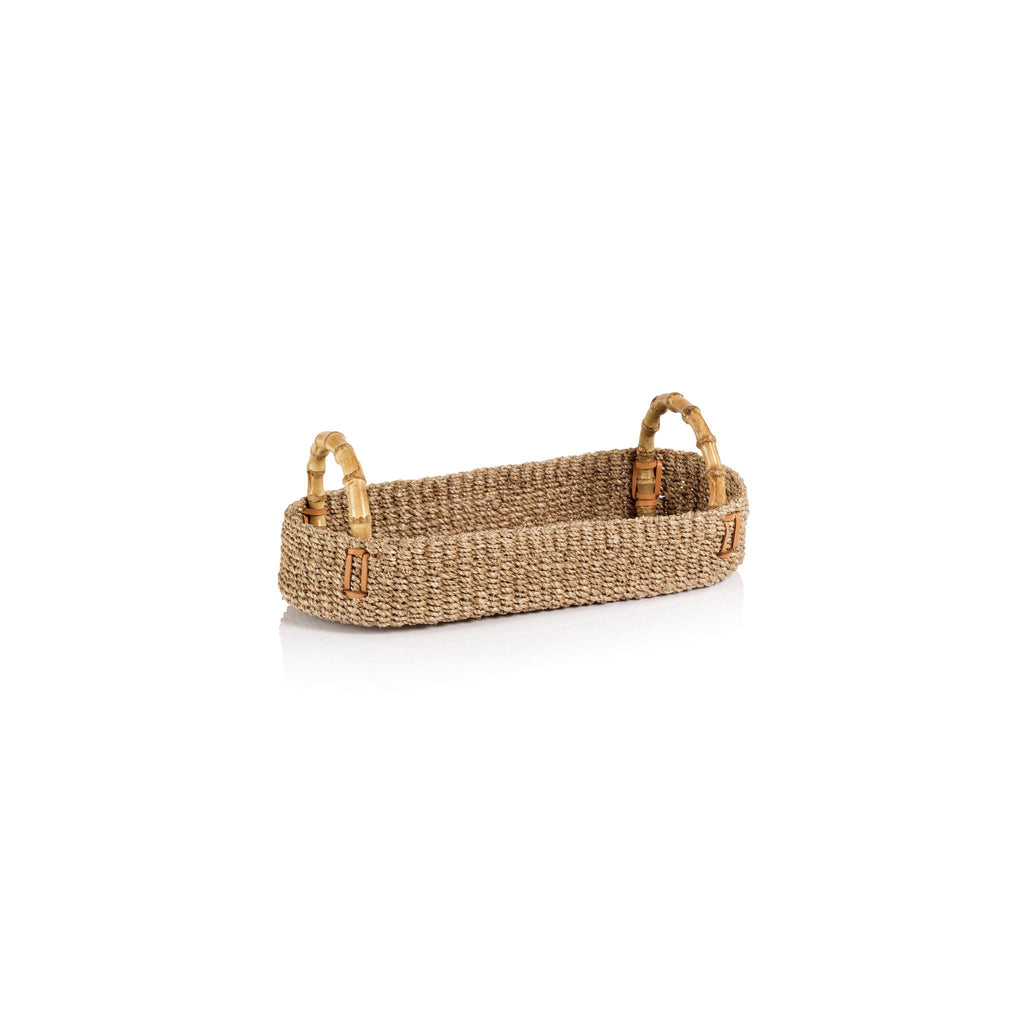 Zodax Small Timor Multipurpose Abaca Tray with Bamboo Handles