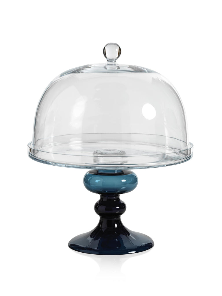 Zodax Blue Vellerti Glass Cake Stand